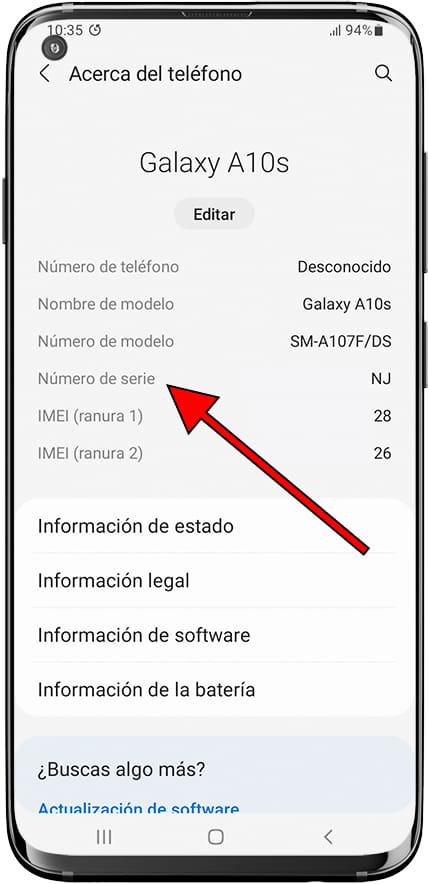 Cómo ver el número de serie en Samsung Galaxy Grand Prime Plus