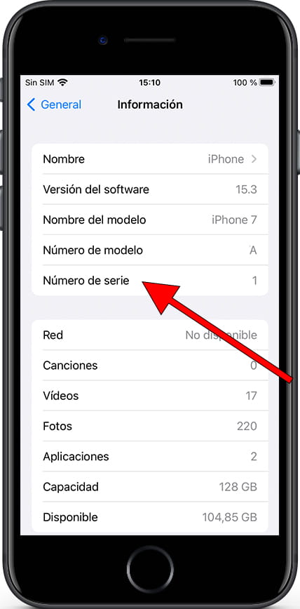 Cómo ver el número de serie en Apple iPhone SE (2022)