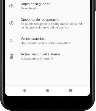 Menú sistema avanzado Android