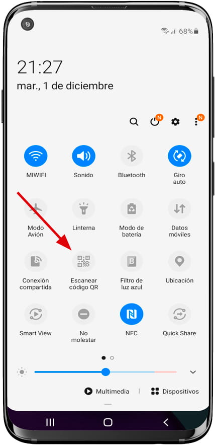 Panel rápido QR Samsung