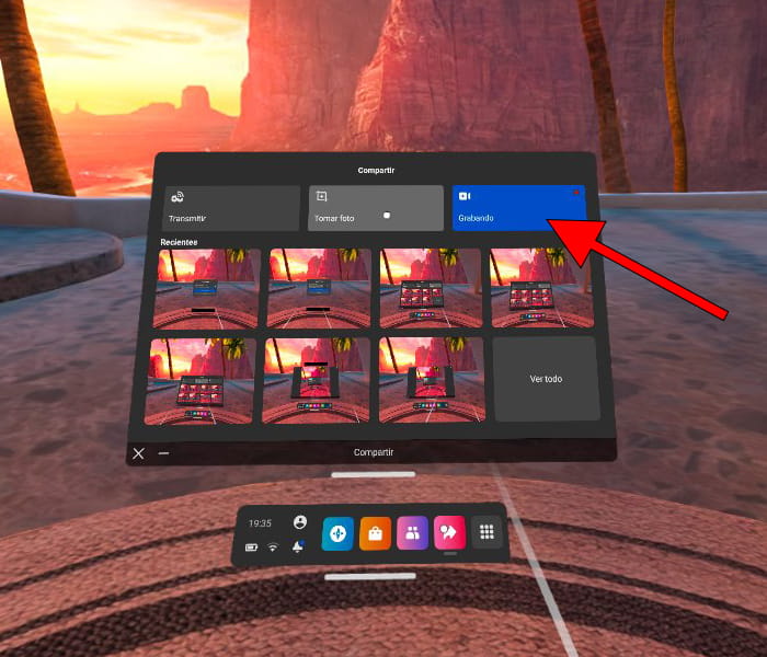 Detener grabación vídeo Oculus