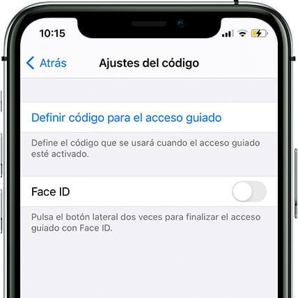 Ajustes del código acceso guiado