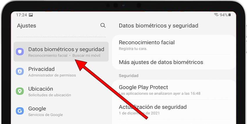 Ajustes seguridad Samsung