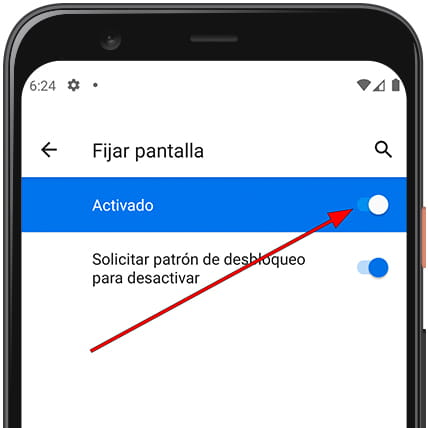 Activar fijar pantalla Android