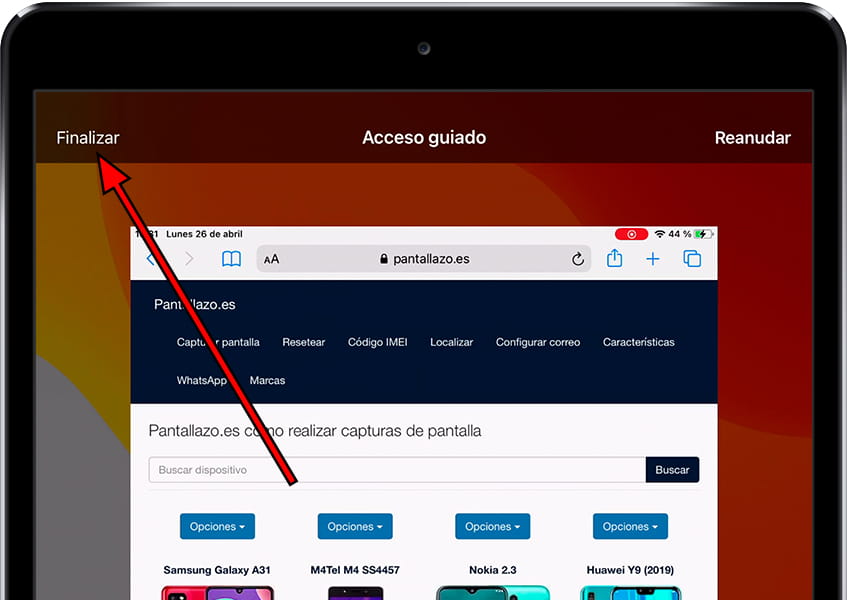 Finalizar acceso guiado