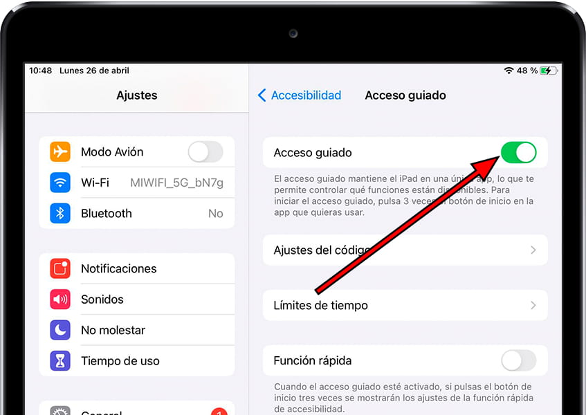 Activar acceso guiado