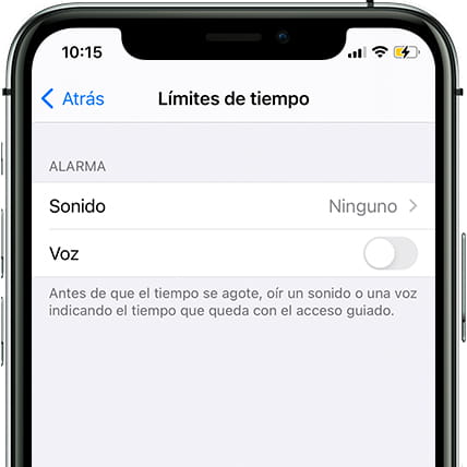Límites de tiempo acceso guiado