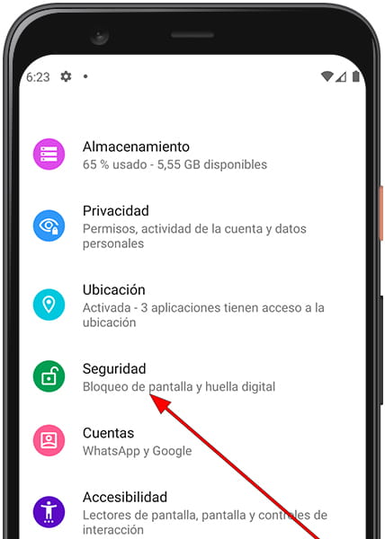 Ajustes seguridad Android