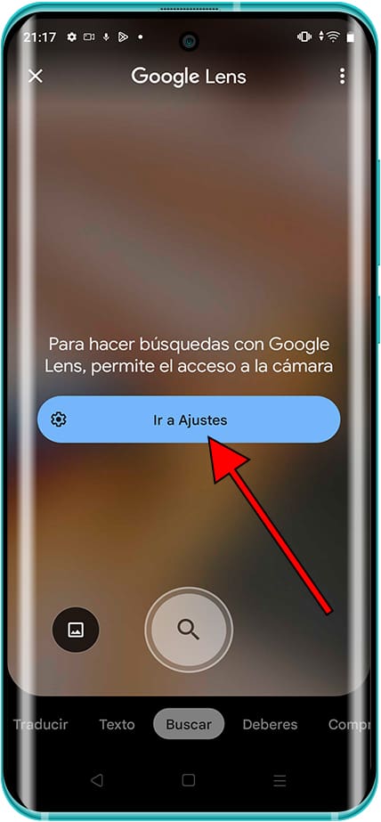 Google Lens necesita permisos a la cámara