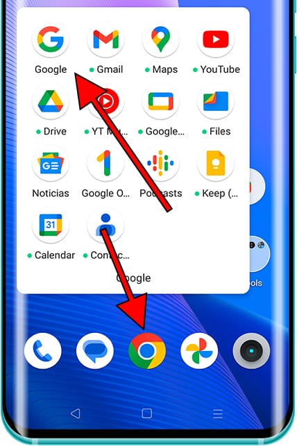 Iconos Google y Chrome en Android