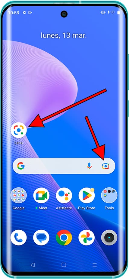 Aplicación Google Lens y widget de Google