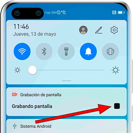 Detener grabación de pantalla Enjoy 9e