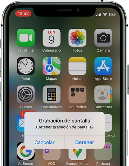 Detener grabación de pantalla