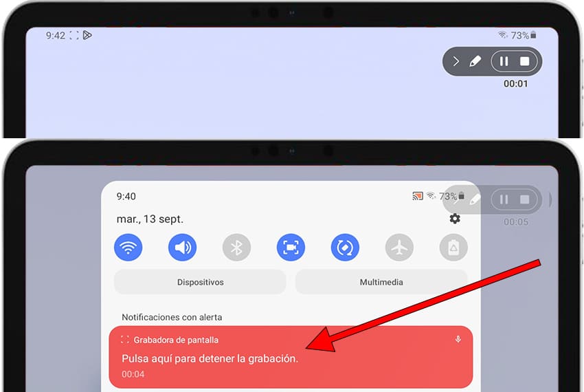 Detener grabación de pantalla Galaxy Tab S10 Ultra