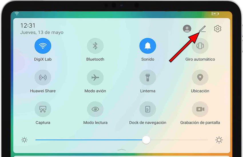 Icono editar panel rápido MediaPad 10 Link+
