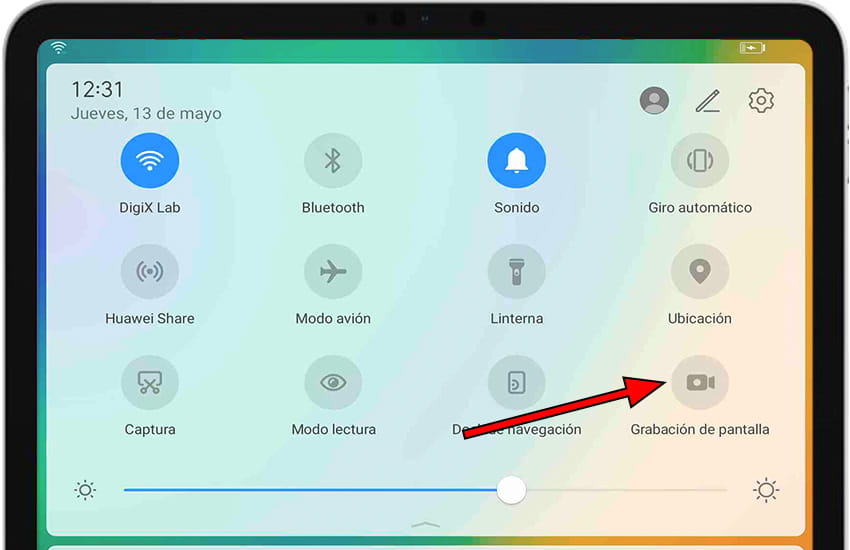 Icono grabar pantalla MediaPad 10 Link+