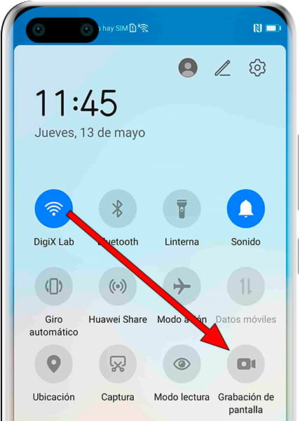 Icono grabar pantalla Enjoy 9e