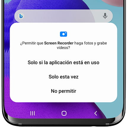 Mensaje grabar pantalla Galaxy Q T589R