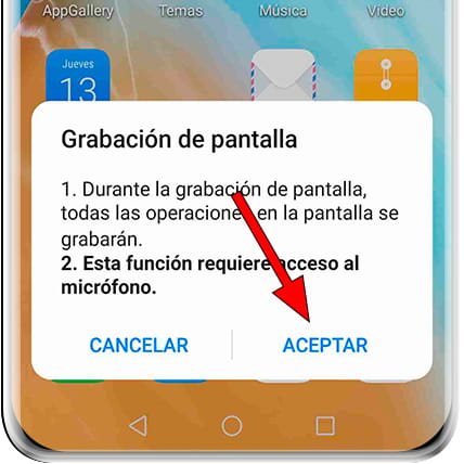 Mensaje permiso grabar micrófono Huawei