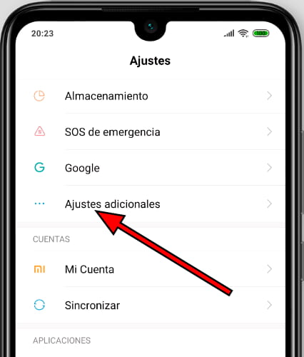 Ajustes adicionales Xiaomi