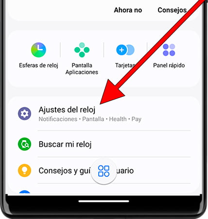 Ajustes del reloj Galaxy Watch
