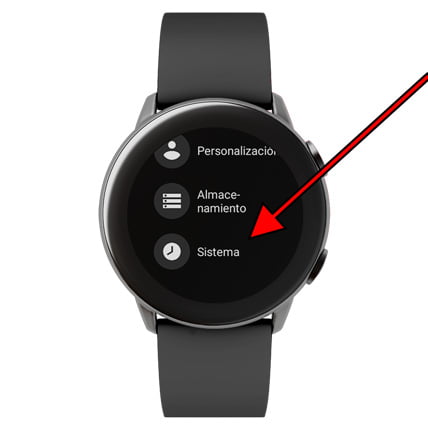 Menú ajustes Wear OS