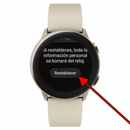 Confirmar restablecer Galaxy Watch