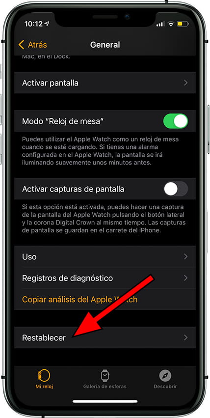 Restablecer Apple Watch