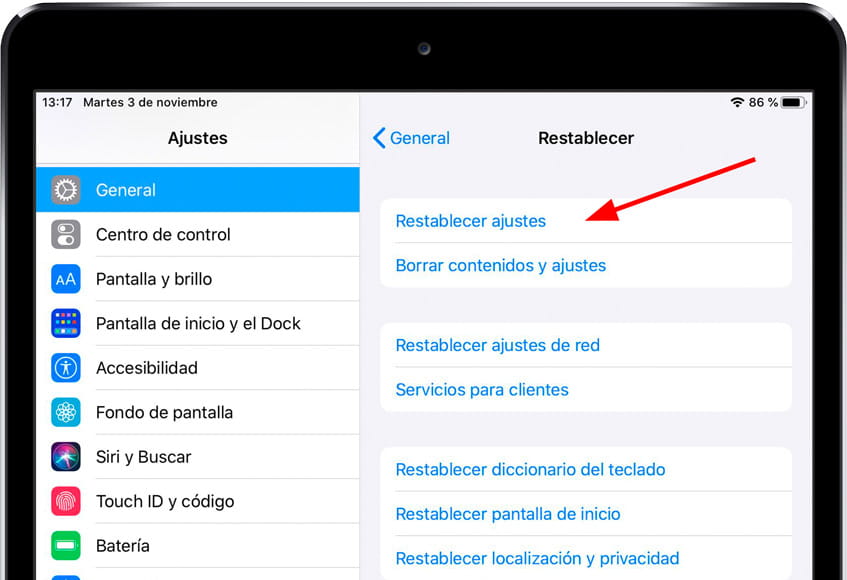 Restablecer iOS