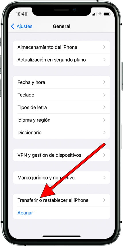 Restablecer iOS