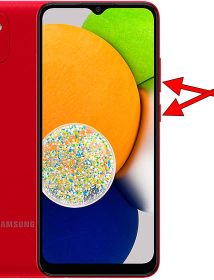 Captura de pantalla en Samsung Galaxy A03
