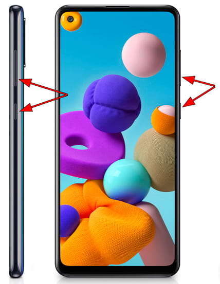 Captura de pantalla en Samsung Galaxy A21s