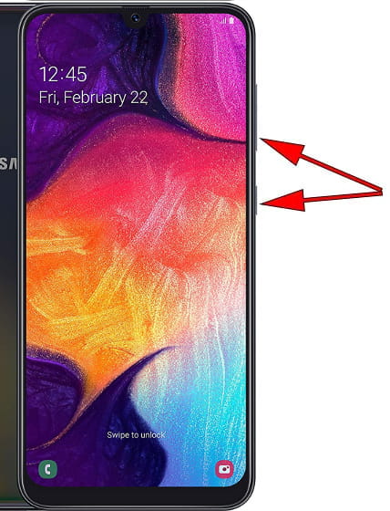 Captura de pantalla en Samsung Galaxy A50