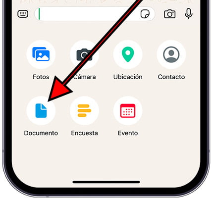 Adjuntar un documento en WhatsApp de iPhone