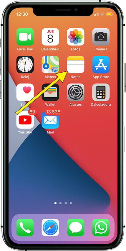 Aplicación notas iPhone 11