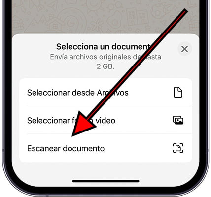 Escanear documentos en WhatsApp de iPhone