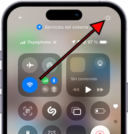 Botón apagar en centro de control iPad Pro