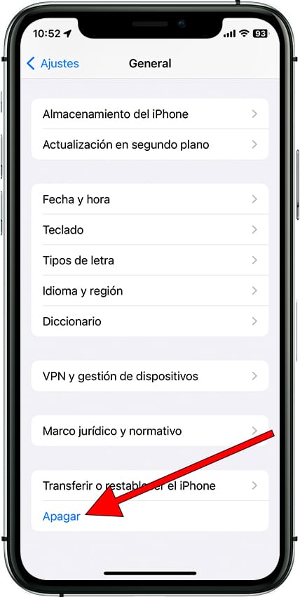 Apagar ajustes general iPhone