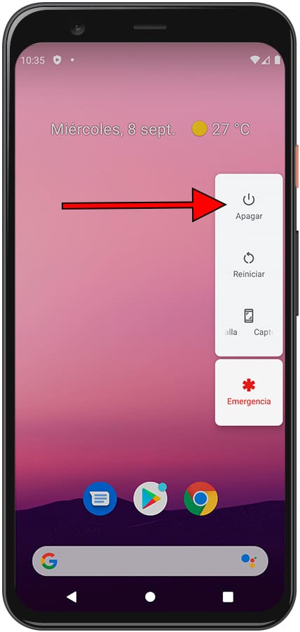 Botón apagar Android