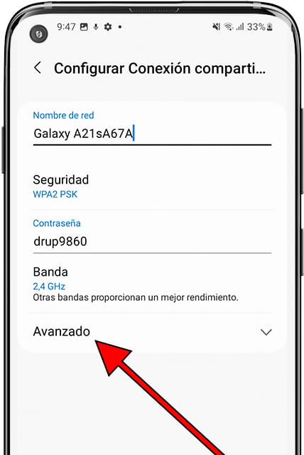Contraseña punto de acceso Android