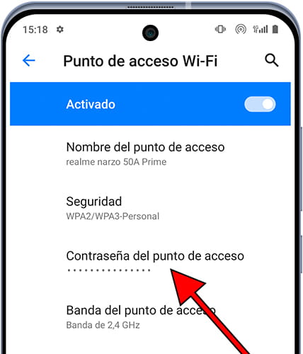 Contraseña punto de acceso Android