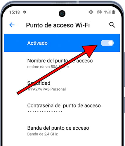 Activar punto de acceso Wi-Fi Android