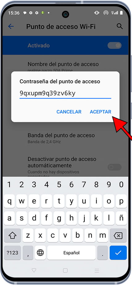 Modificar contraseña punto de acceso Android
