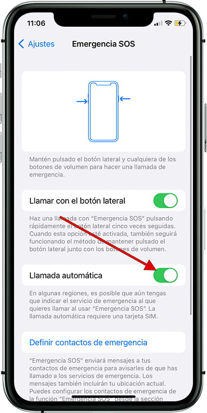 Llamada automática SOS iPhone 16 Pro Max
