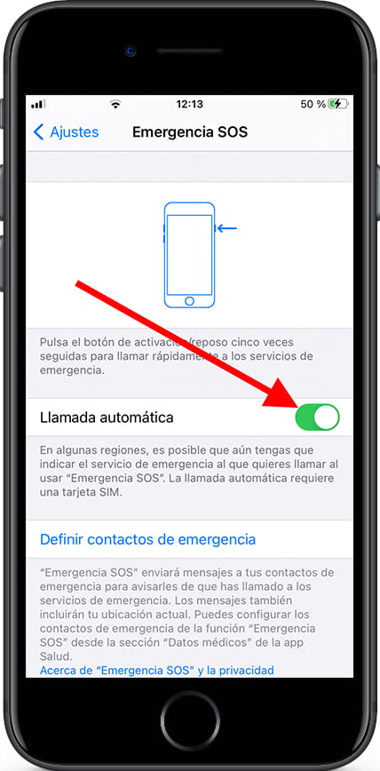 Llamada automática SOS iPhone