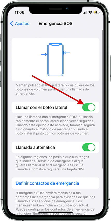 Llamada emergencia con botón lateral iPhone 16 Pro Max