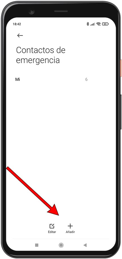Añadir contactos de emergencia Xiaomi