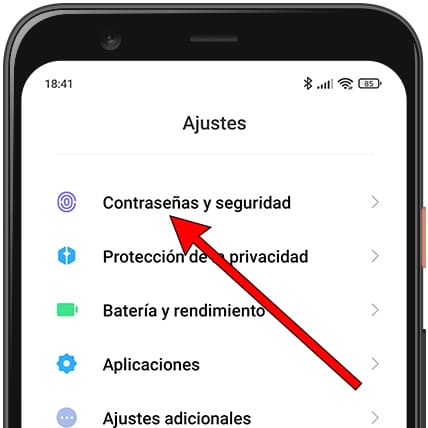 Contraseñas y seguridad Xiaomi