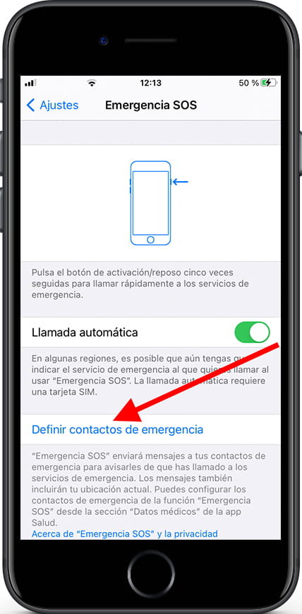 Definir contactos de emergencia iPad Pro