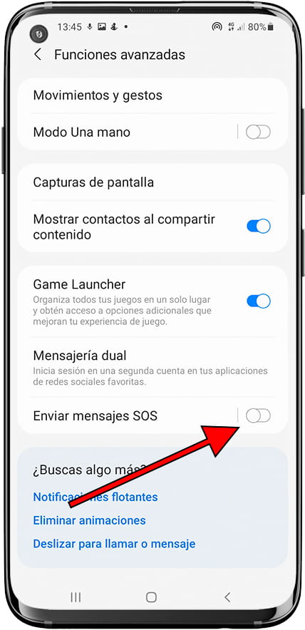 Enviar mensajes SOS Samsung